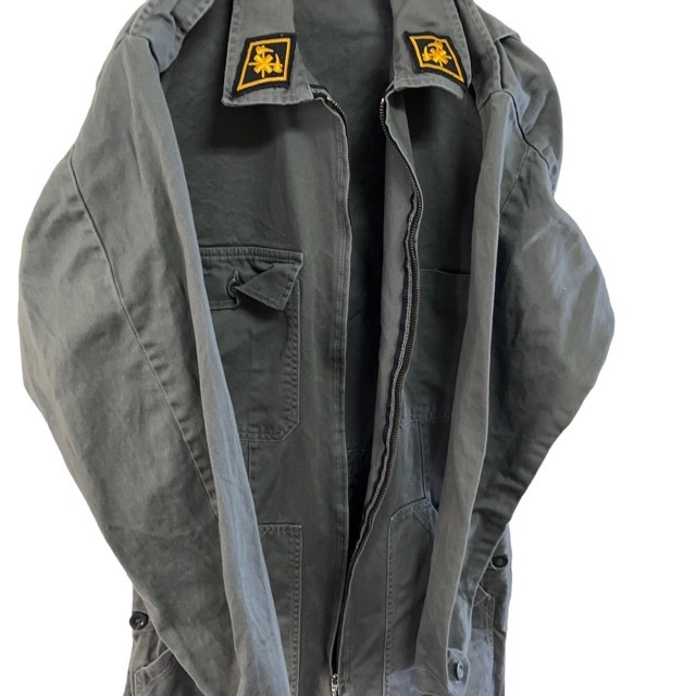M5 48 アメリカ古着 刺繍ワッペン 長袖 ワーク ツナギ オールインワン ジャンプスーツ グレー  メンズの画像7