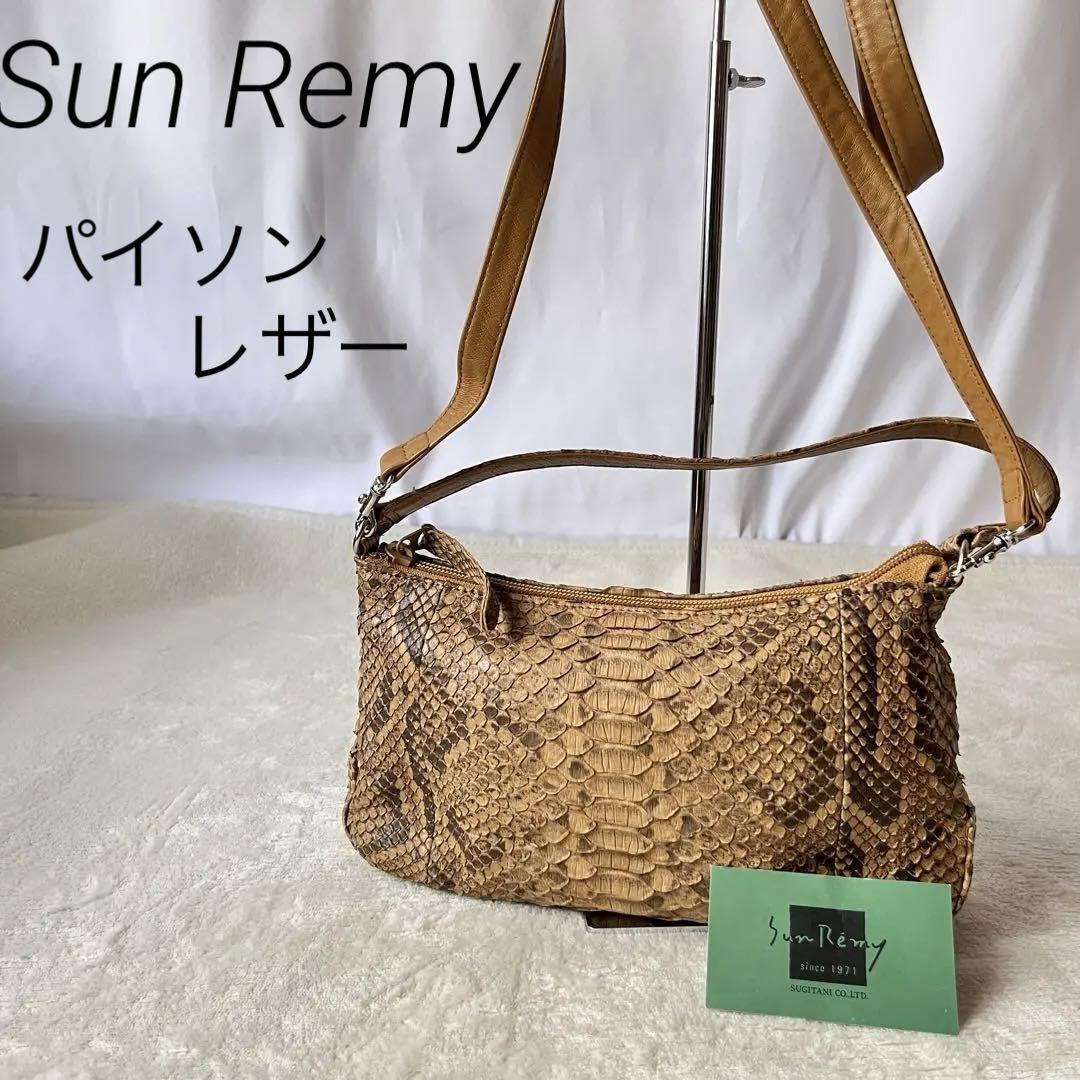 美品 Sun Remy サンレミー パイソンレザー ミニショルダーバッグ 2way ブラウン_画像1