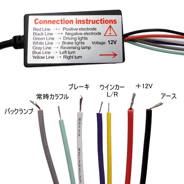 トランク隙間用 LEDテープライト RGBトランクライト 120cm 流れるウィンカー連動 12V車用 多機能 メール便/10К_画像5