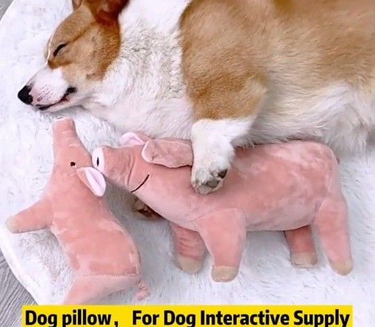 ペット用　犬用　豚　子豚　ピッグ　ぬいぐるみ　きしむ　咀嚼おもちゃ　噛むおもちゃ 耐久性　ふかふか　ピンクベージュ　25cm　