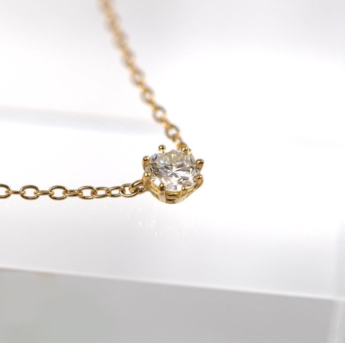 AHKAH Ahkah 750 K18 yellow gold diamond 0.15ctsoruti around necklace [63557]