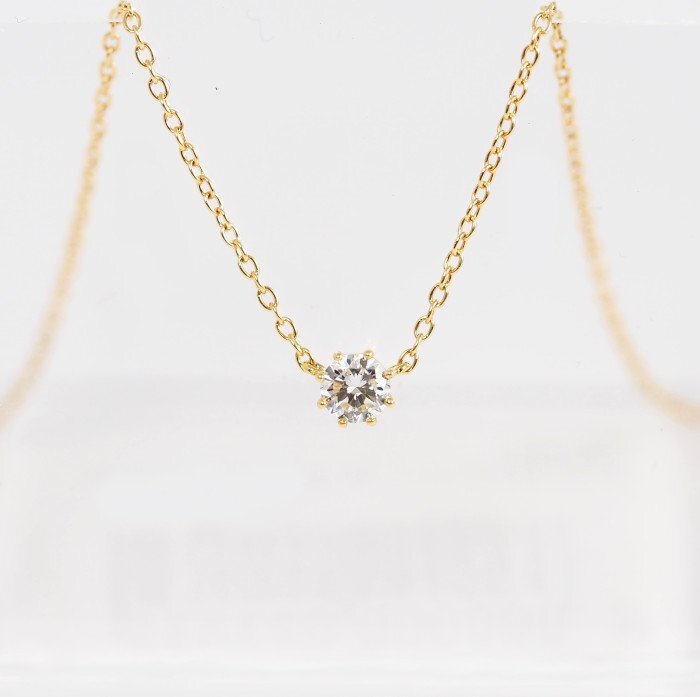 AHKAH Ahkah 750 K18 yellow gold diamond 0.15ctsoruti around necklace [63557]
