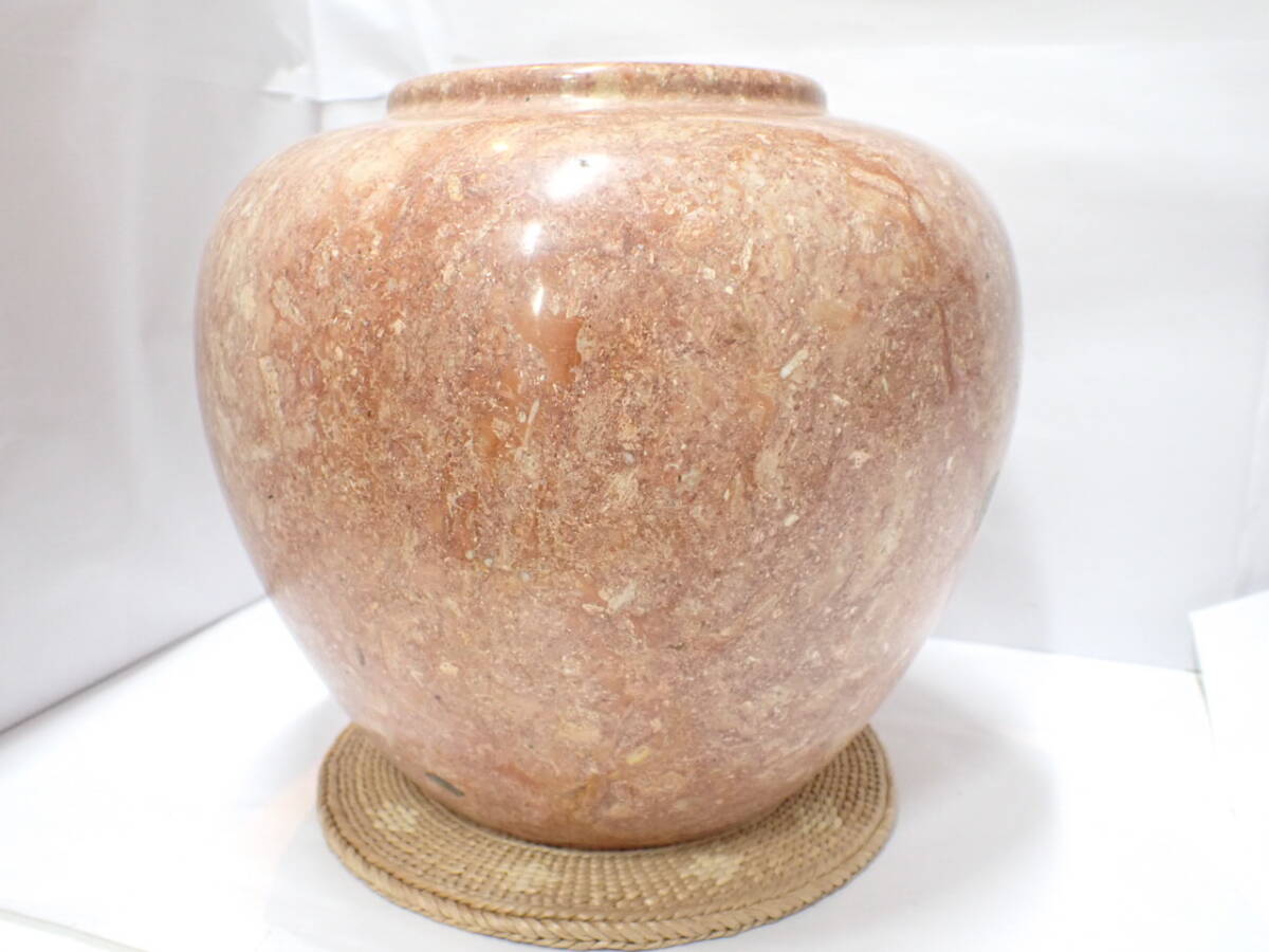 MY-S189 自然石 瑪瑙　メノウ　飾り壺　赤茶色　　加工品　格式高いインテリア 詳細不明