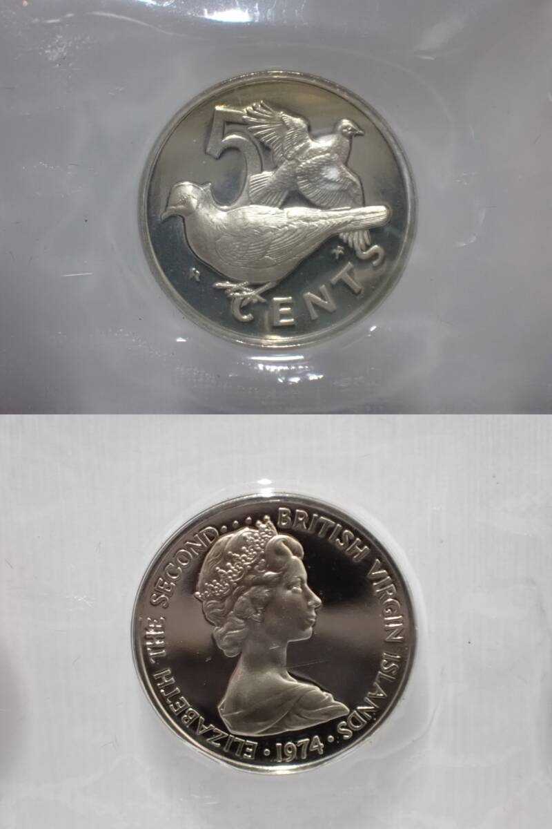 KK959 英領ヴァージン諸島公式コイン 1974年版プルーフ・セット BRITISH VIRGIN ISLANDS PROOF SET 銀貨 海外貨幣 しおり・ケース付きの画像6
