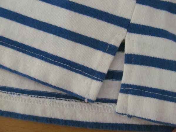 (56959)シンプリシテェ Simplicite レディース コットン ボーダー Tシャツ カットソー 長袖 ホワイト×ブルー USEDの画像5