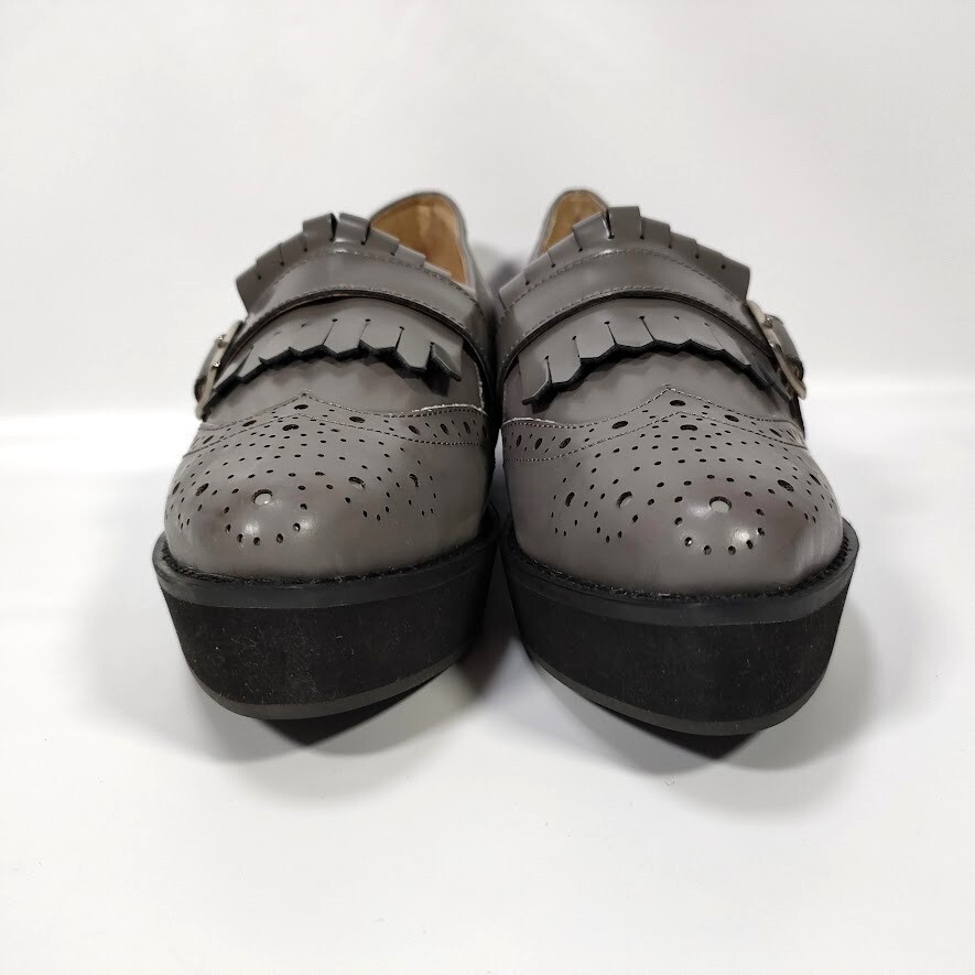  не использовался товар Language Language wing chip толщина низ Loafer женский 24cm натуральная кожа обувь серый серия серый обувь бизнес бренд 