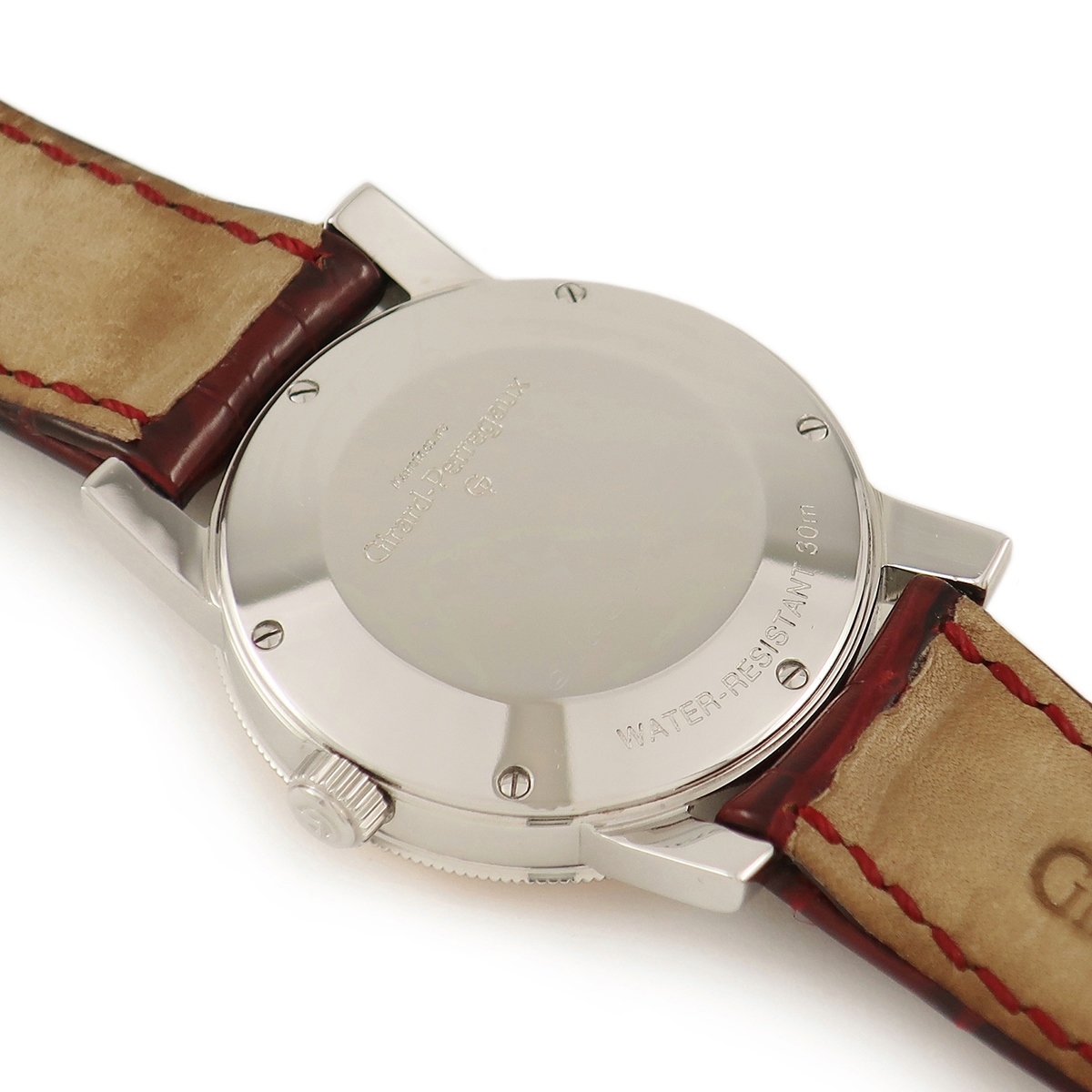 【3年保証】 ジラールペルゴ ラウンド ドレスウォッチ 7750 K18PG×SS ボルドー スモセコ 自動巻き メンズ 腕時計の画像2