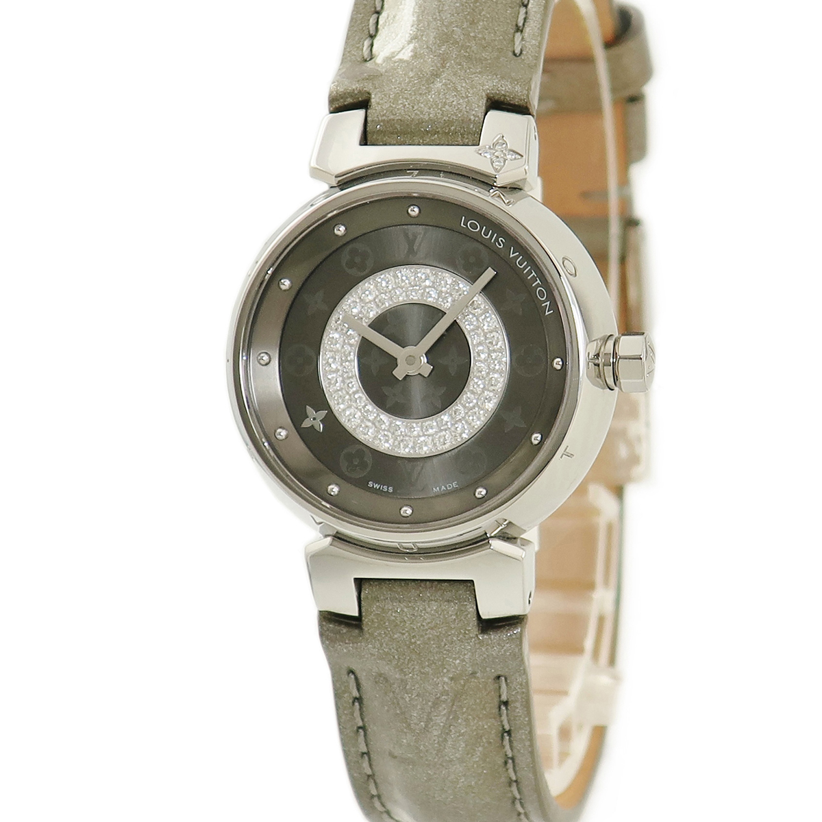 [3 год гарантия ] Louis Vuitton язык b-ru диск PM Q12MU0 оригинальный diamond кварц женские наручные часы 