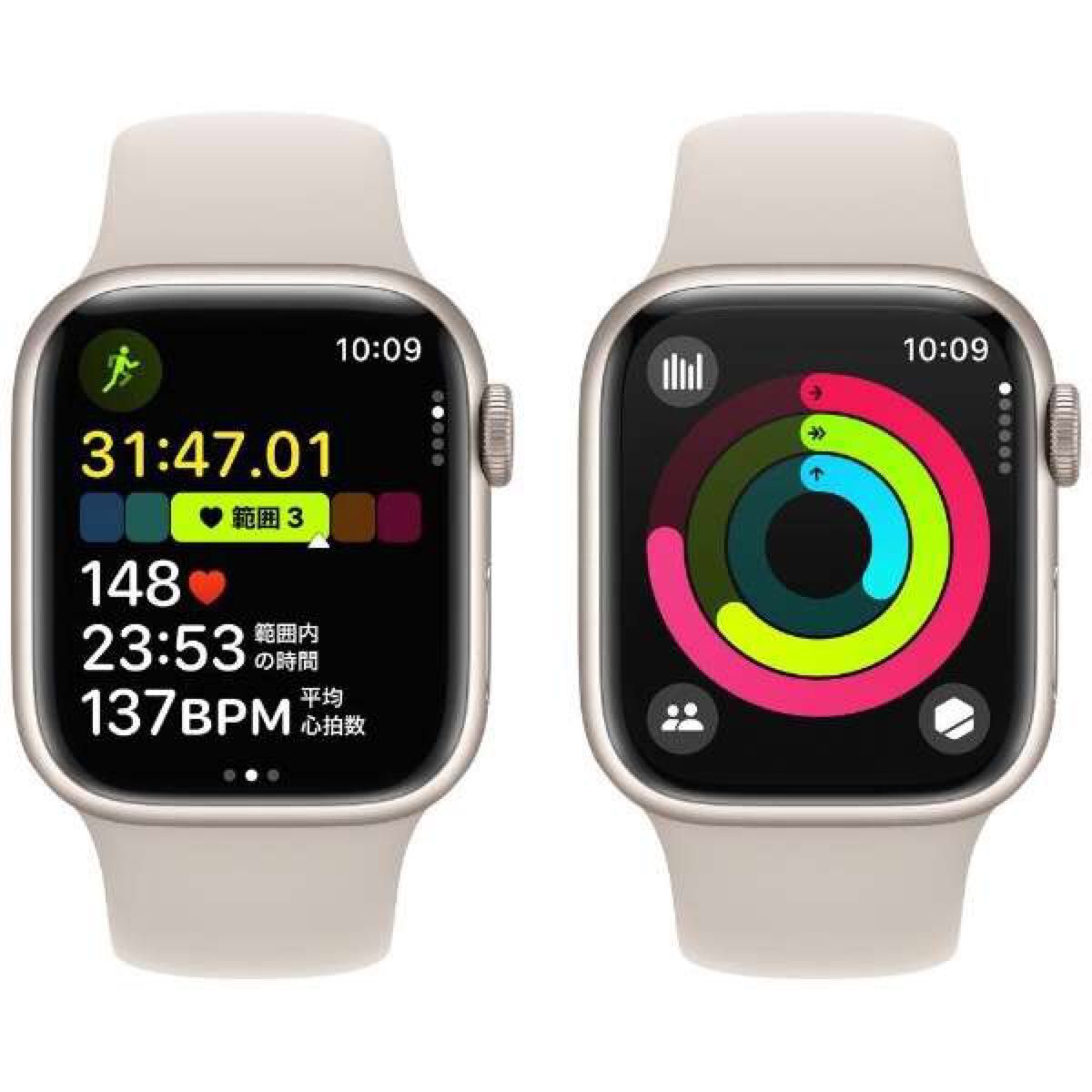 Apple Watch Series 9 GPS＋Cellularモデル 41mm スターライトアルミニウムケースとスターライト