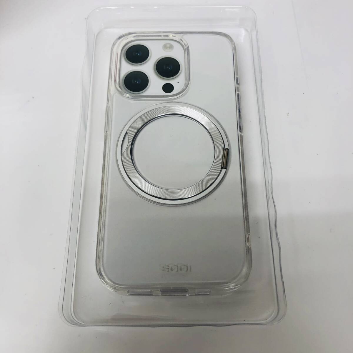 ★【在庫処分価格】SODI iPhone15 Pro スマホケース MagSafe対応 スタンド クリア☆C04-550aの画像2
