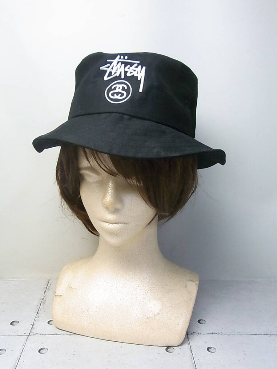 STUSSY/ステューシー バケット・ハット 帽子 ブラック/黒 USED/美品の画像1