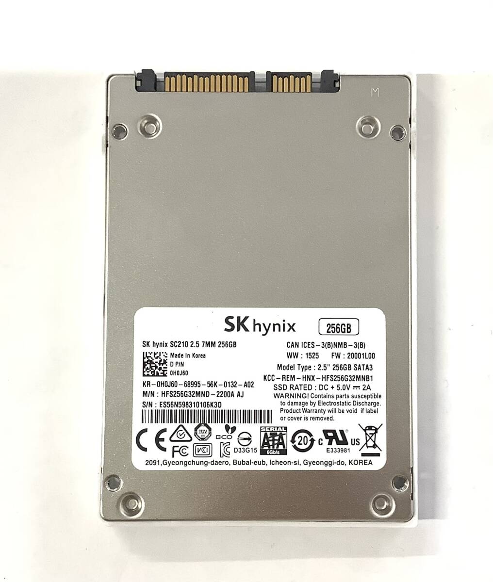 K6042431 SKhynix SATA 256GB 2.5インチ SSD 1点【中古動作品】_画像2