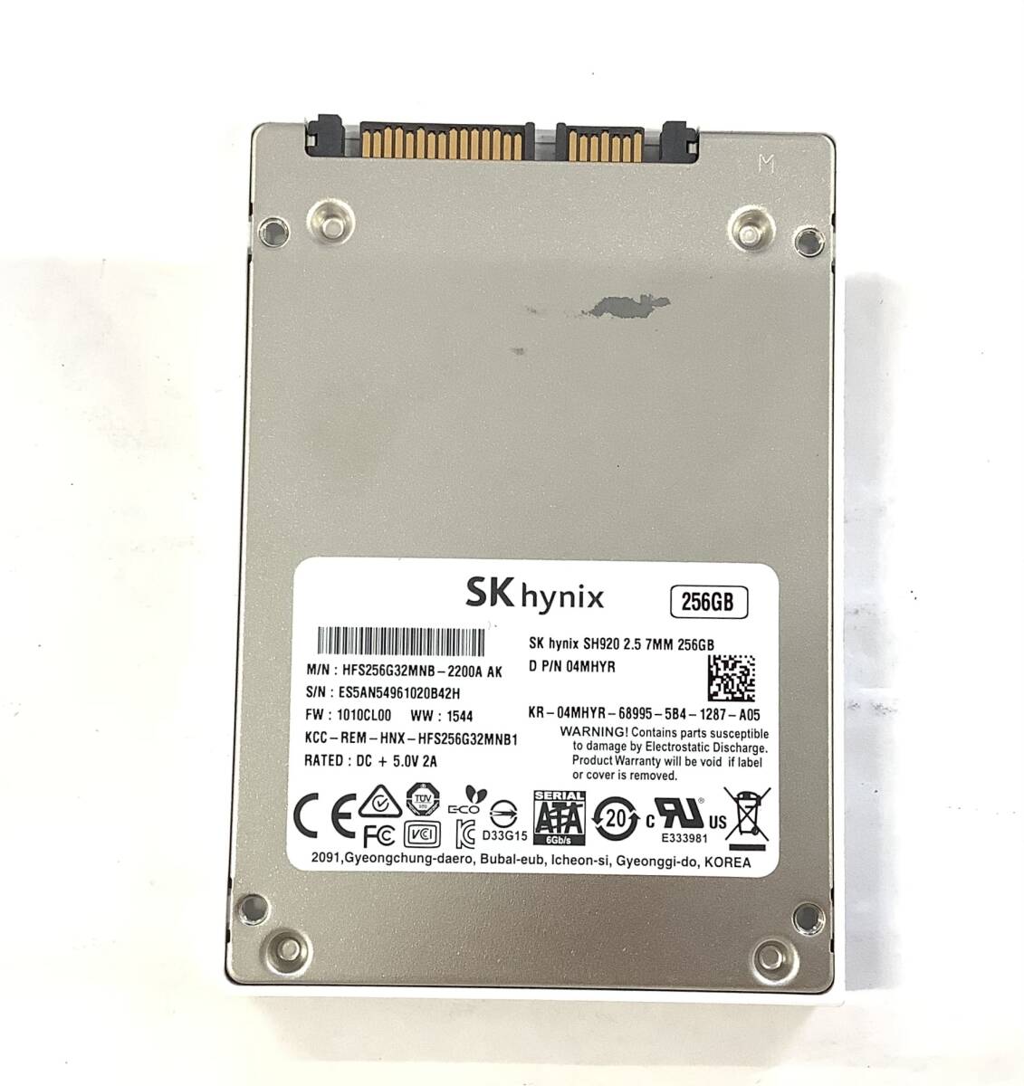 K6041734 SKhynix SATA 256GB 2.5インチ SSD 1点【中古動作品】_画像2