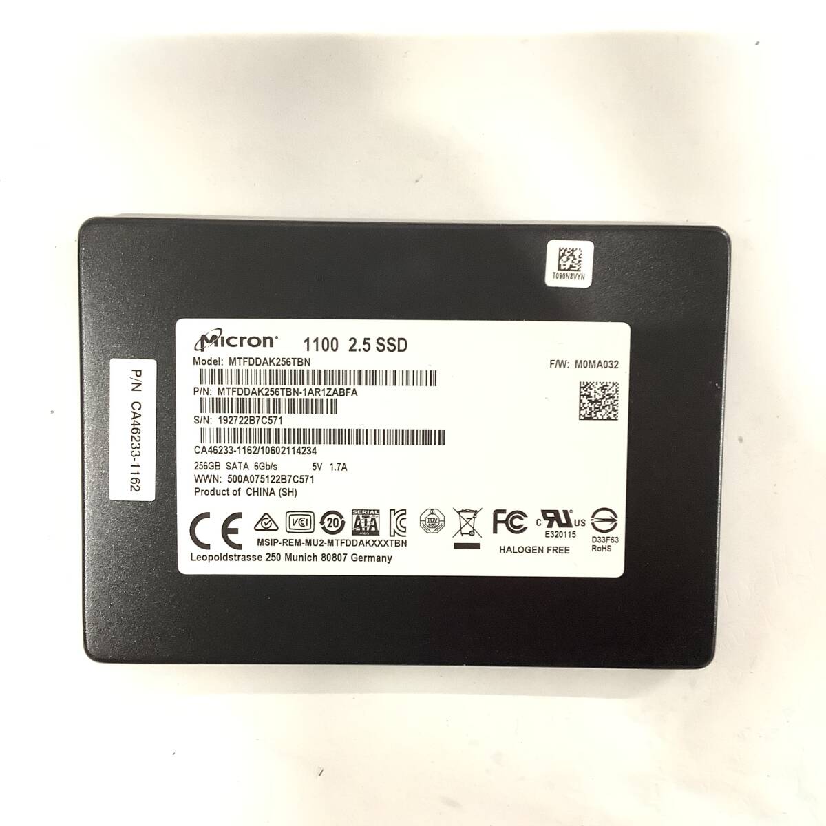 K60408171 Micron SATA 256GB 2.5インチ SSD 1点【中古動作品】_画像1