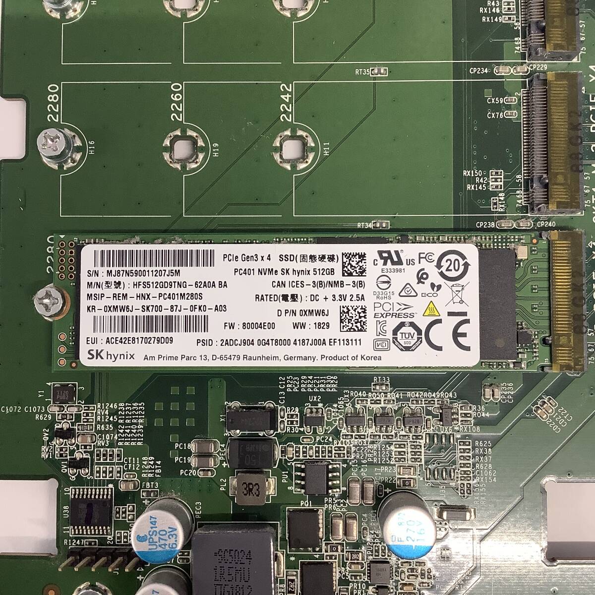 K6040961 Dell DPWC400 M.2_PCIE_X4 Quad M.2 カード 1点(NVMe 512GB SSD付き)【中古動作品】の画像5