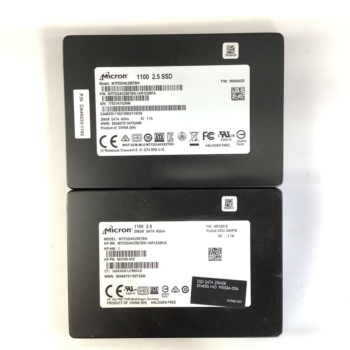 K60410173 Micron SATA 256GB 2.5インチ SSD 2点【中古動作品】_画像1