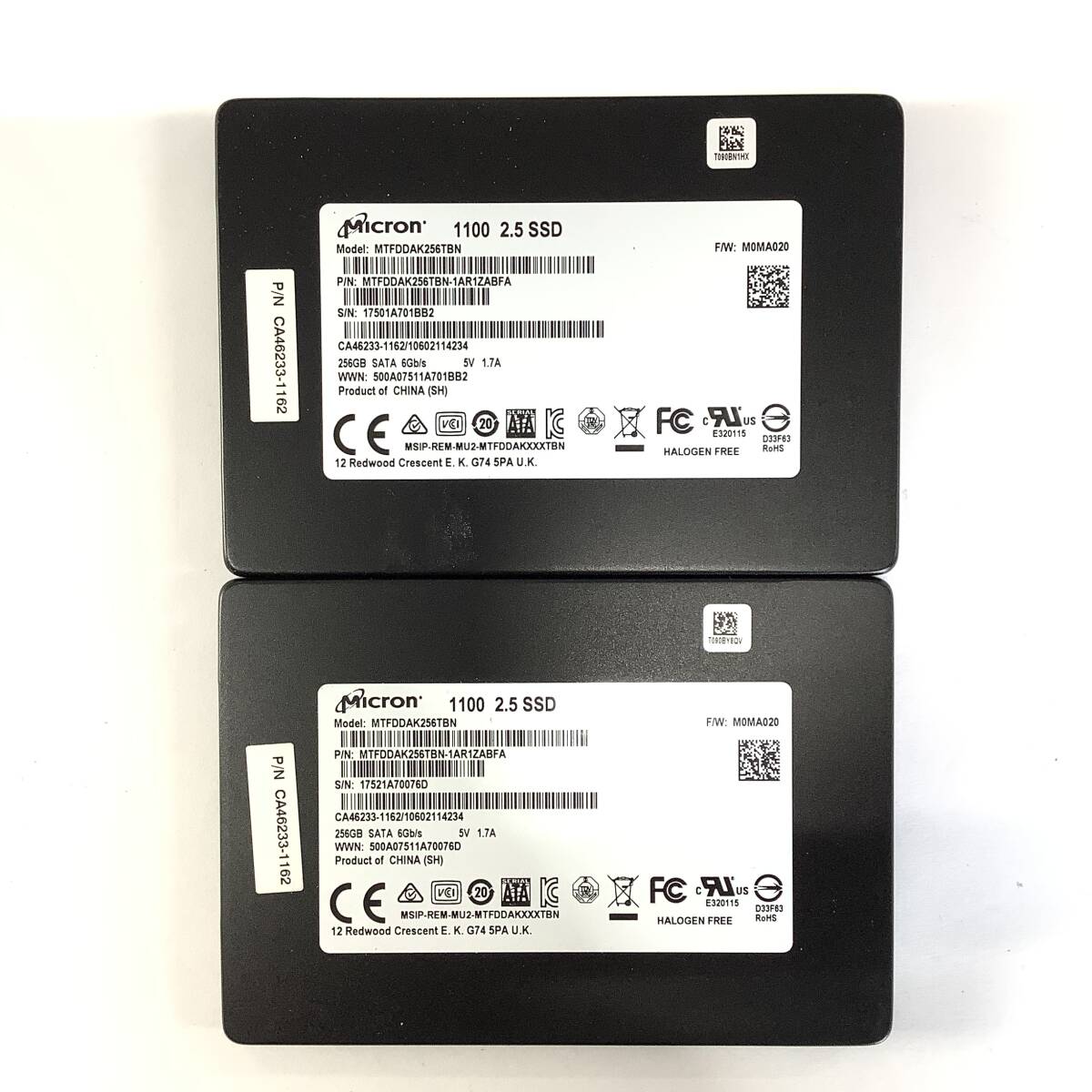 K60410174 Micron SATA 256GB 2.5インチ SSD 2点【中古動作品】_画像1