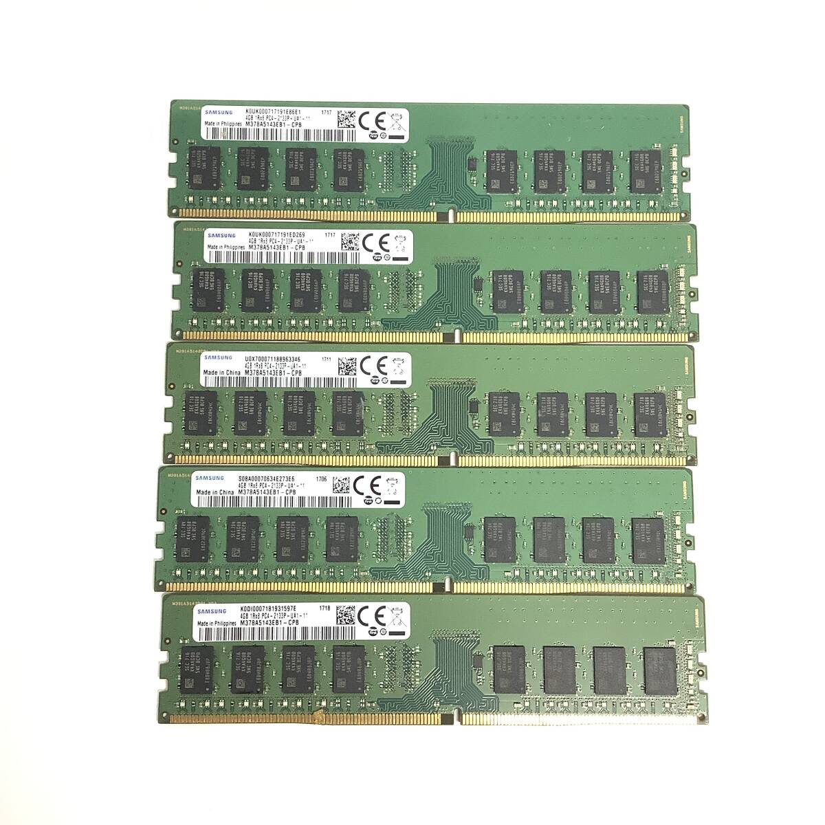 K6042560 SAMSUNG 4GB 1RX8 PC4-2133P メモリ デスクトップ 用 5点【中古動作品】の画像1
