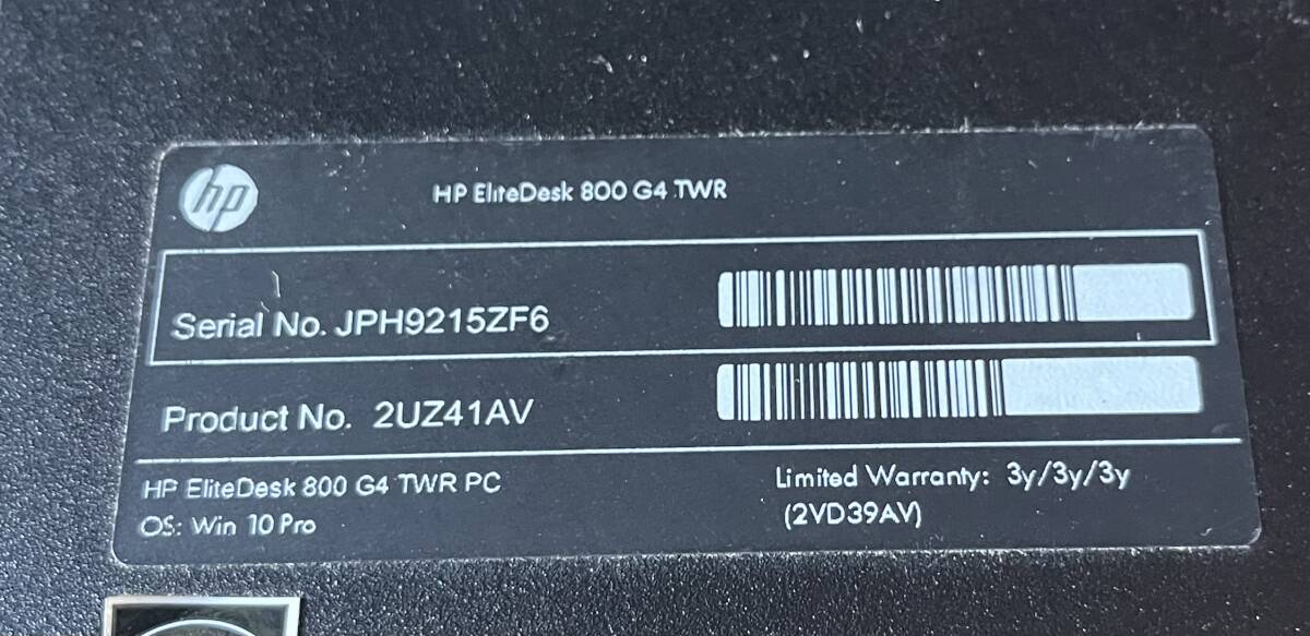 K60411216 HP EliteDesk 800 G4 TWR 1点 【通電OK】の画像7