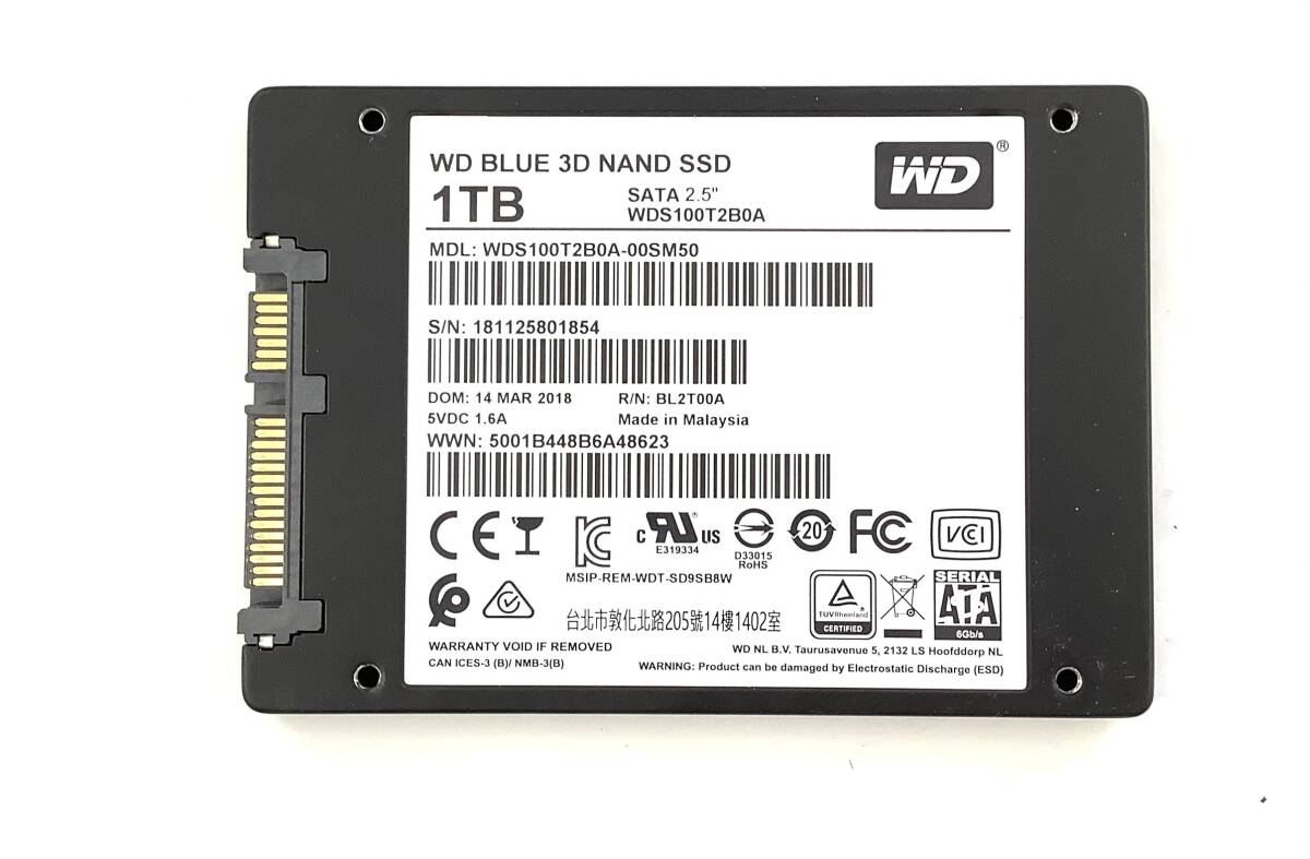 K6041235 WD BLUE SATA 1TB 2.5インチ SSD 1点【中古動作品】_画像2