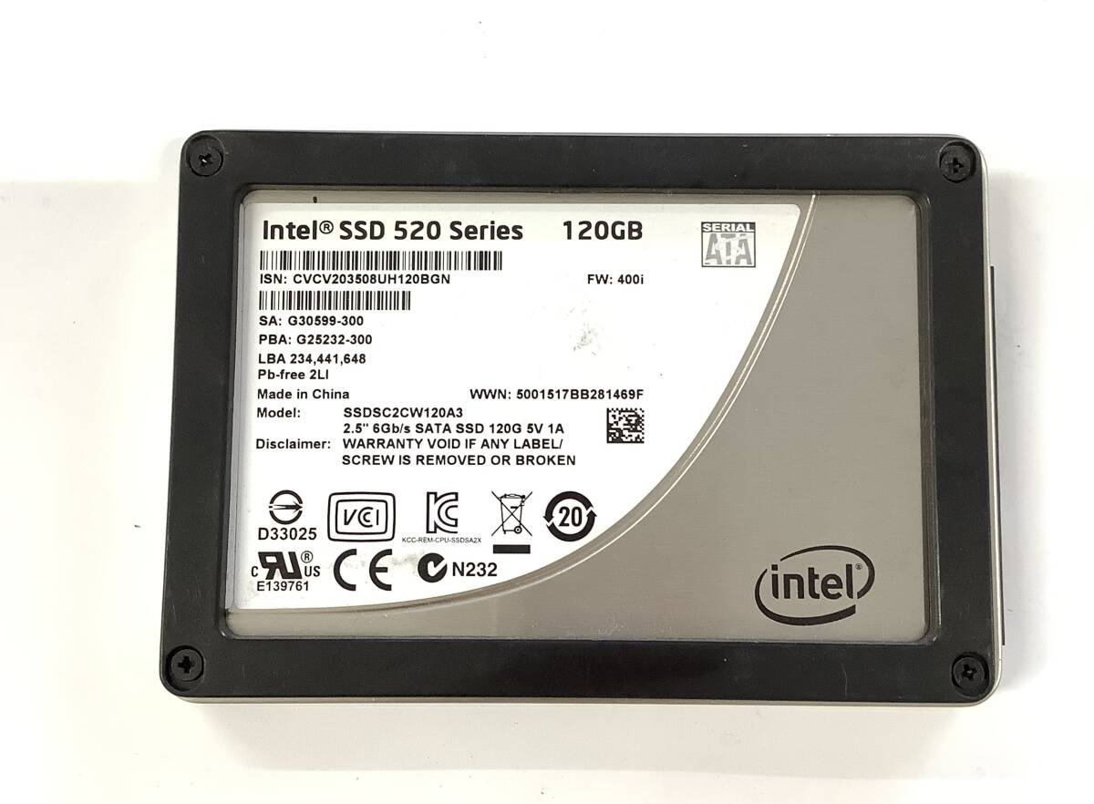 K6041540 Intel SATA 120GB 2.5インチ SSD 1点【中古動作品】_画像1