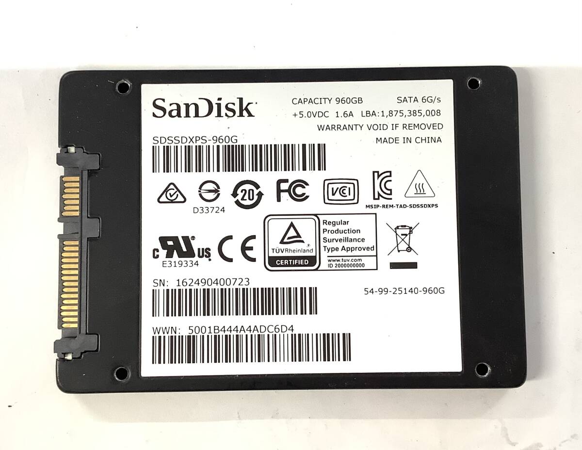 K6042434 SanDisk SATA 960GB 2.5インチ SSD 1点【中古動作品】の画像2