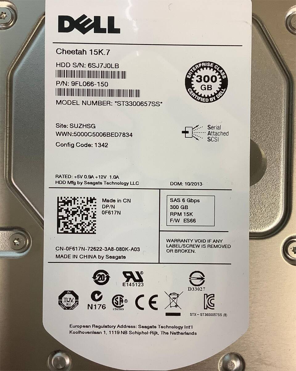 K6040374 DELL 300GB SAS 15K 3.5インチ HDD 3点【中古動作品】_画像4