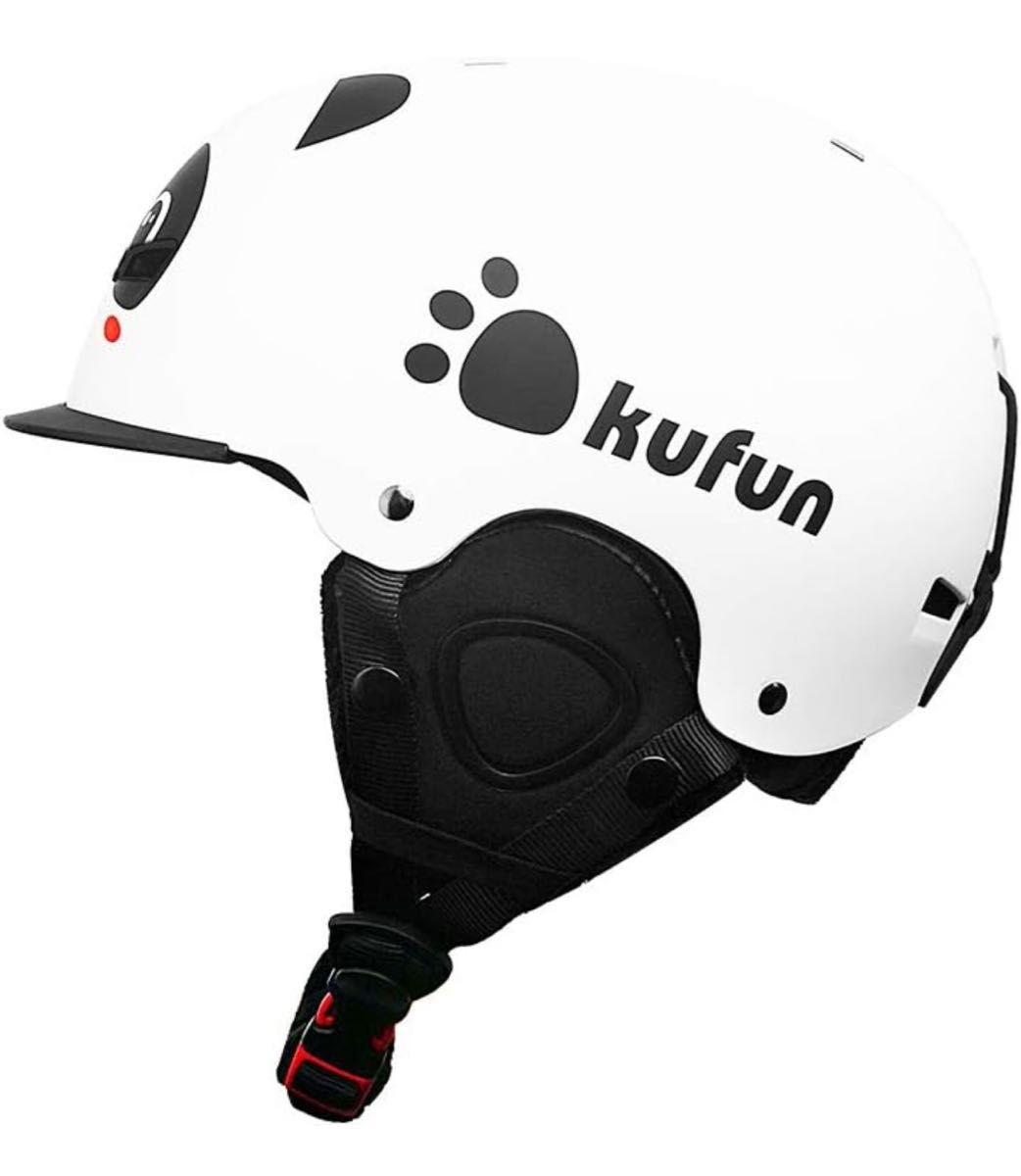 kufun スキー ヘルメット キッズ スノボ ヘルメット バイザー ダイヤルサイズ調整可 (パンダ, S(50-54CM))