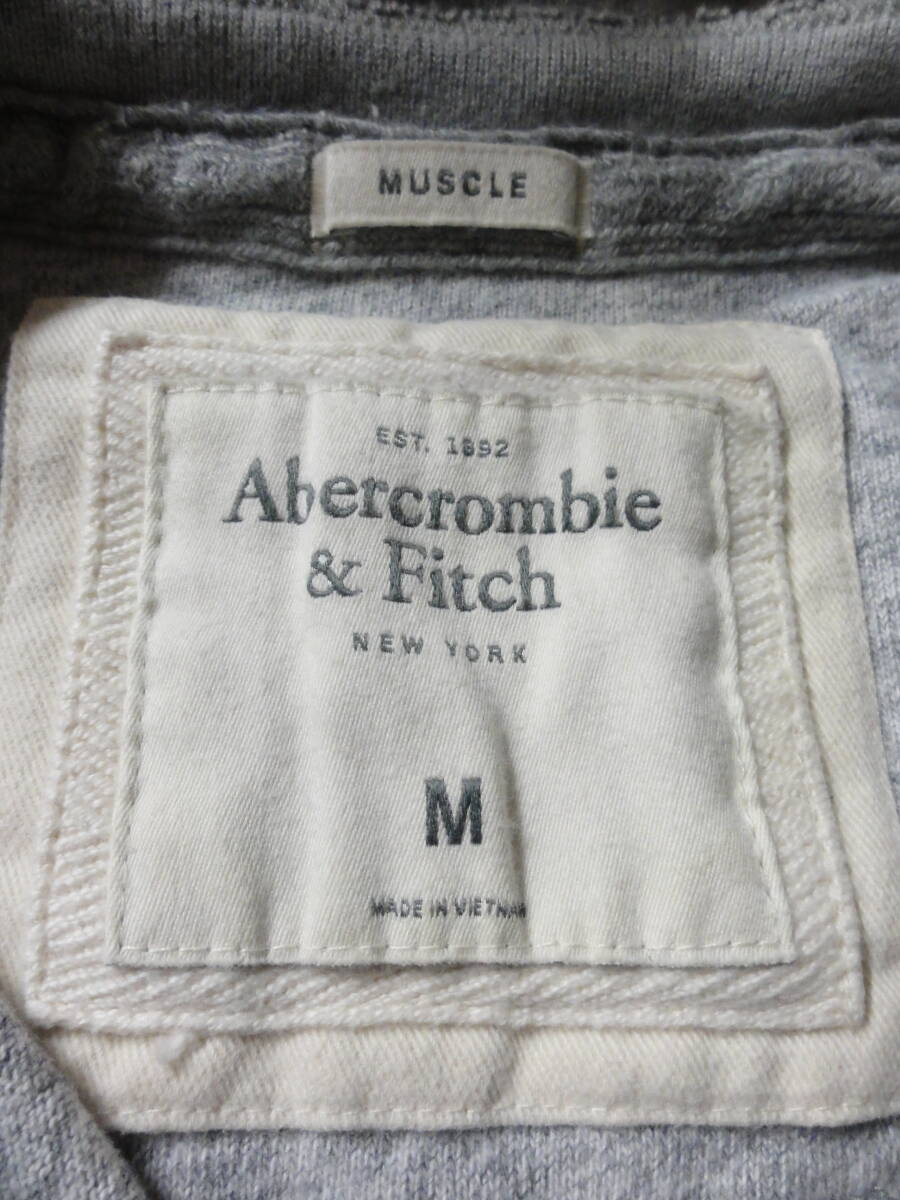  cheap rare *ABERCROMBIE & FITCH( Abercrombie & Fitch )*... gray series switch ground * reindeer? Logo embroidery design attaching * short sleeves Henley neckline series T-shirt M