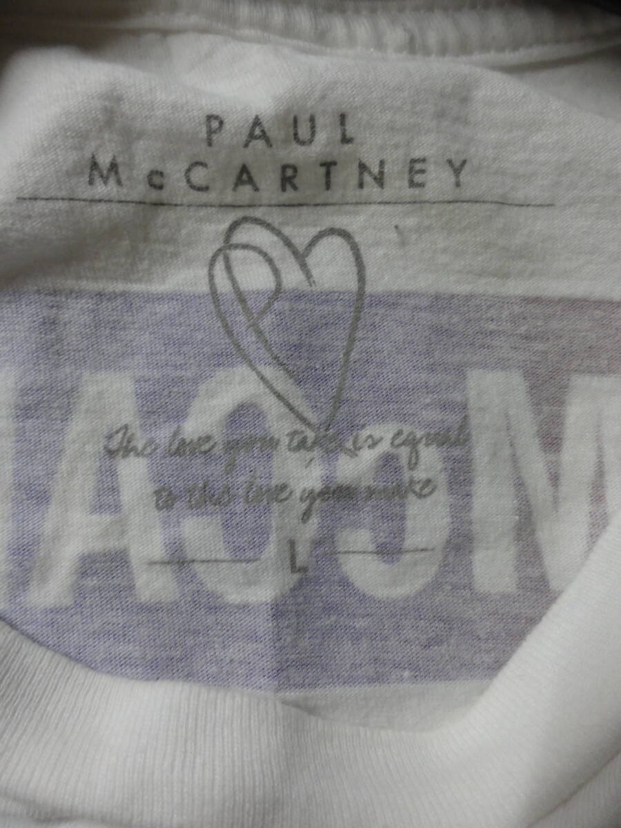 格安廃版レアモデル・白系地・ポールマッカートニーPAUL McCARTNEY ONE ON ONE WORLD TOUR 2016-2017両面プリント半袖Tシャツ L_画像5