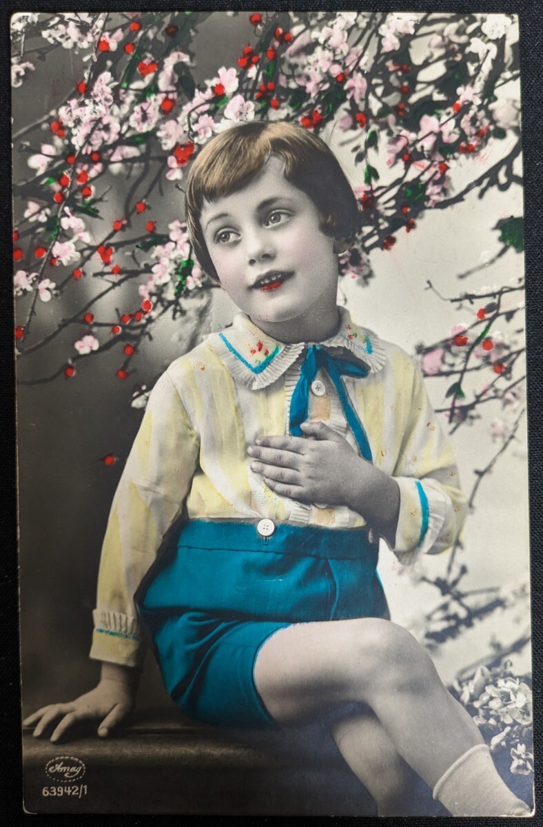 【No.336】アンティークポストカード・可愛い少女・リアルフォト・アート・イラスト・Art・絵葉書・はがき・ハガキの画像1