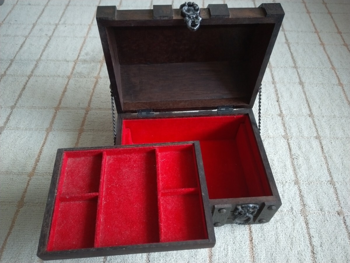 ジュエリーボックス 宝箱 アクセサリーケース 木製 アンティーク レトロの画像5