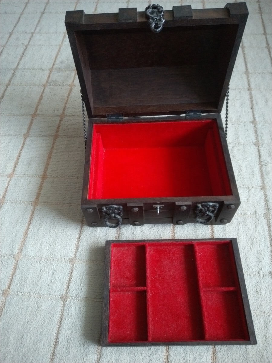 ジュエリーボックス 宝箱 アクセサリーケース 木製 アンティーク レトロの画像4