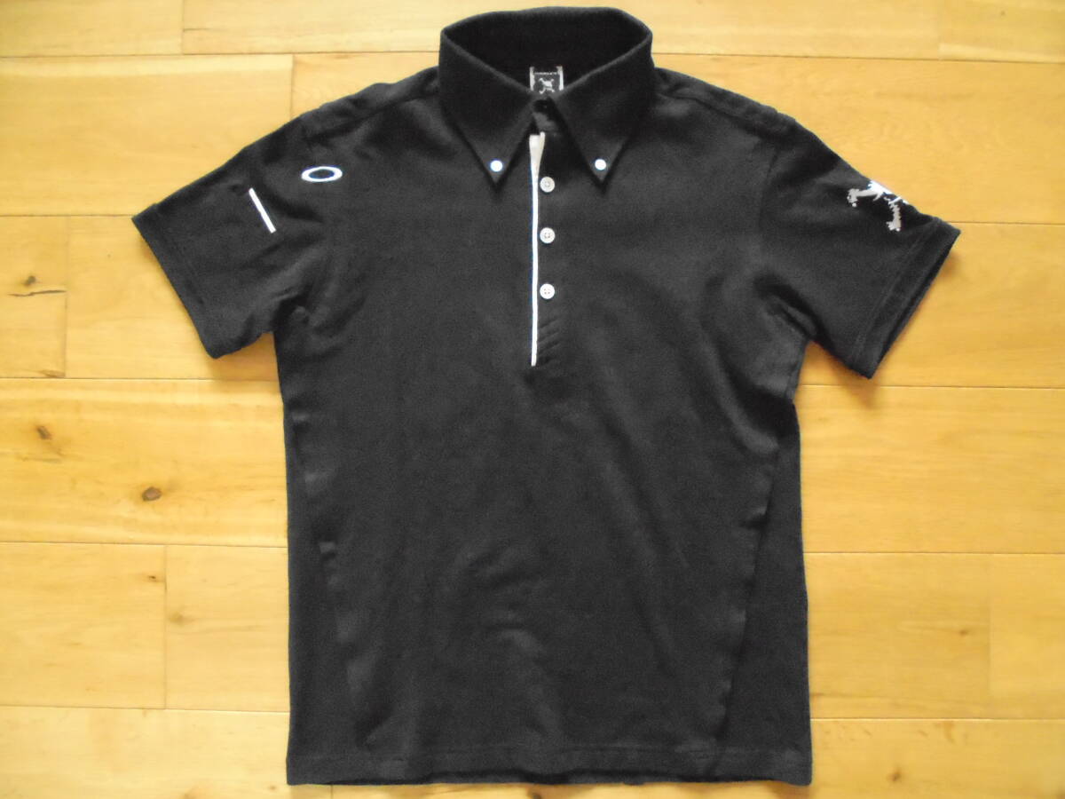 オークリー OAKLEY 439390JP ゴルフウェア ボタンダウン スカル トップクールカノコ 半袖ポロシャツ M ブラックの画像2