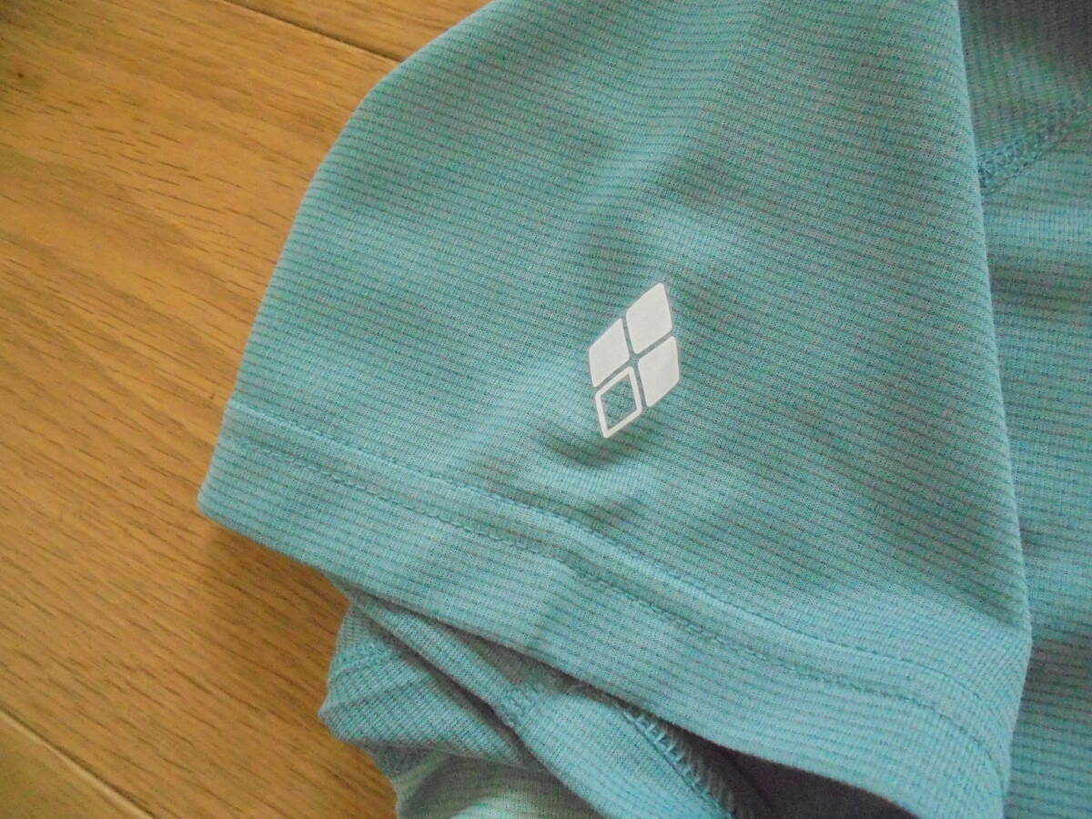 モンベル mont-bell クール ショートスリーブジップシャツ 半袖ドライＴシャツ レディース Women's M ブルーグリーン アウトドアの画像5