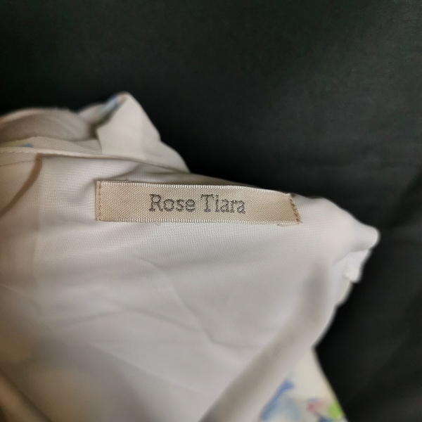 #anc rose Tiara Rose Tiara shirt * blouse frill floral print 42 white blue yellow green lady's [869848]
