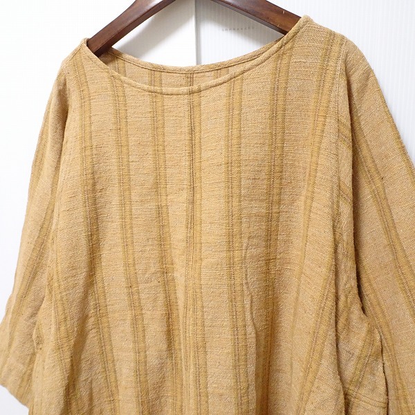 #ancusatoUSAATO tunic cut and sewn light brown group short sleeves stripe lady's [846376]