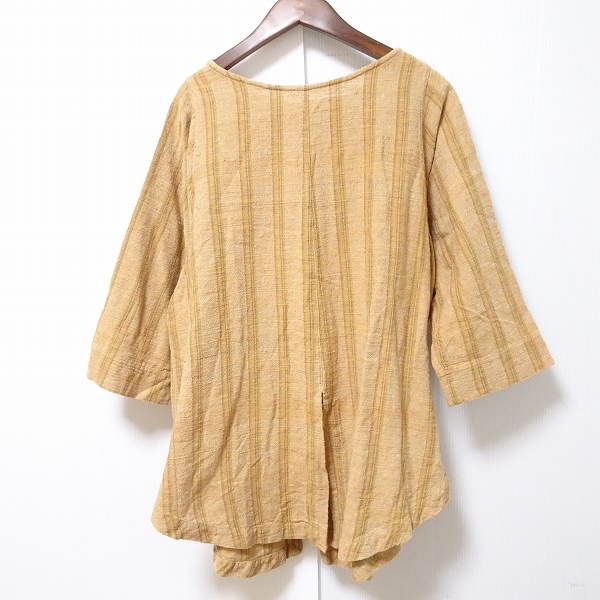 #ancusatoUSAATO tunic cut and sewn light brown group short sleeves stripe lady's [846376]
