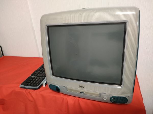 動作未確認 Apple 初代iMac G3 M4984 スケルトンブルー CD/キーボード/マウス付き_画像1