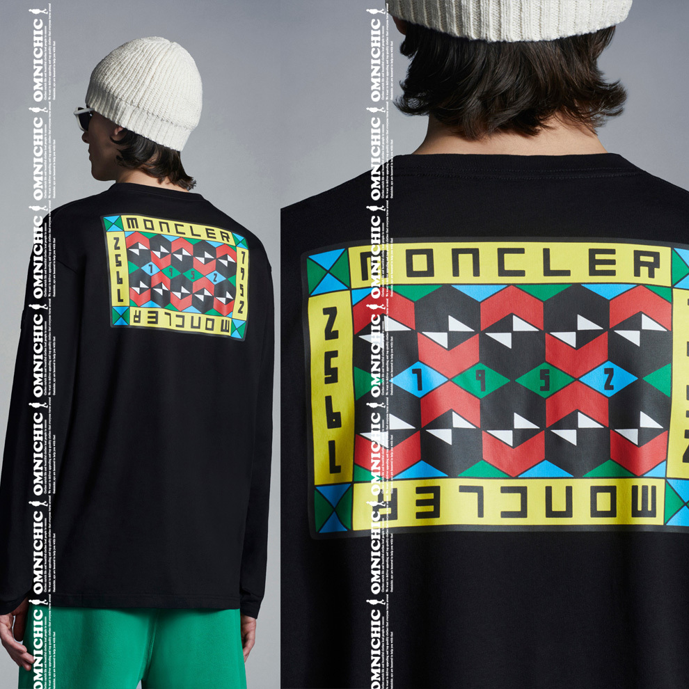 ■安心の国内正規品/絶妙な配色の両面ロゴ【2 MONCLER GENIUS 1952 】モンクレールジーニアス清潔感抜群合わせやすいロンTシャツM/長袖/黒_画像3