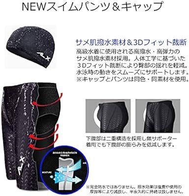 AthleX(アスレエックス) メンズ 水着 フィットネス 競泳水着 男性 スイミング ゴーグル 水中眼鏡 スイムキャップ セイム_画像4