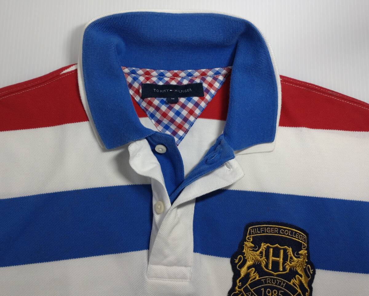 【USED】TOMMY HILFIGER S/S POLO SHIRT トミー・ヒルフィガー 鹿の子 半袖 ポロシャツ ボーダー Mサイズの画像3