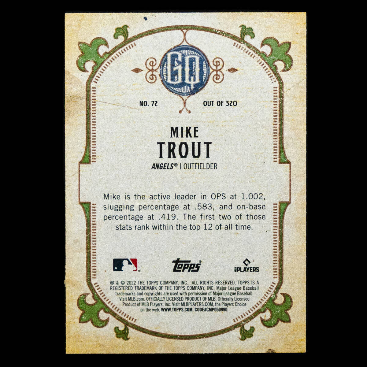 マイク・トラウト 2022 Topps Gypsy Queen ベースカード No.72 Mike Trout_画像2