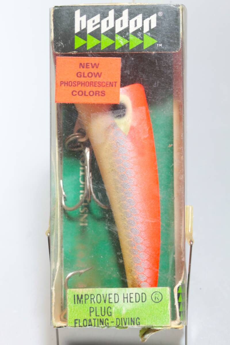 出品当日終了 オールド ヘドン ヘッドプラグ DPK グローカラー #8800 5/8oz Heddon Hedd Plug レーベル ホッパーストッパー シェイクスピアの画像1