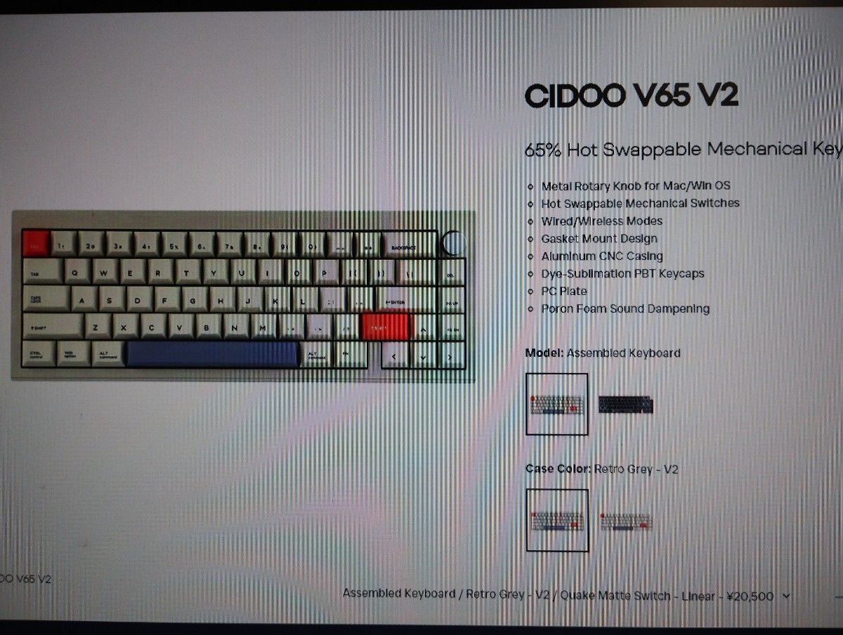 CIDOO VA65ベース RGB アルミケース スイッチ、キーキャップ 変更済み 自作キーボード 無線