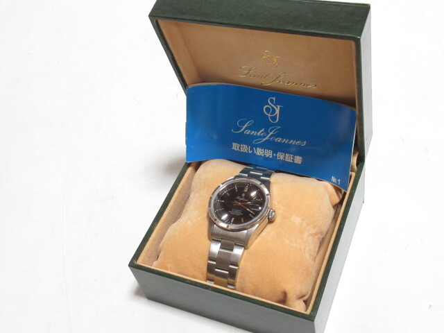 [ap2 NN8718] 稼働品 Santo Joannes セントジョイナス 3348 自動巻き 21石 黒文字盤 デイト 腕時計 メンズの画像1