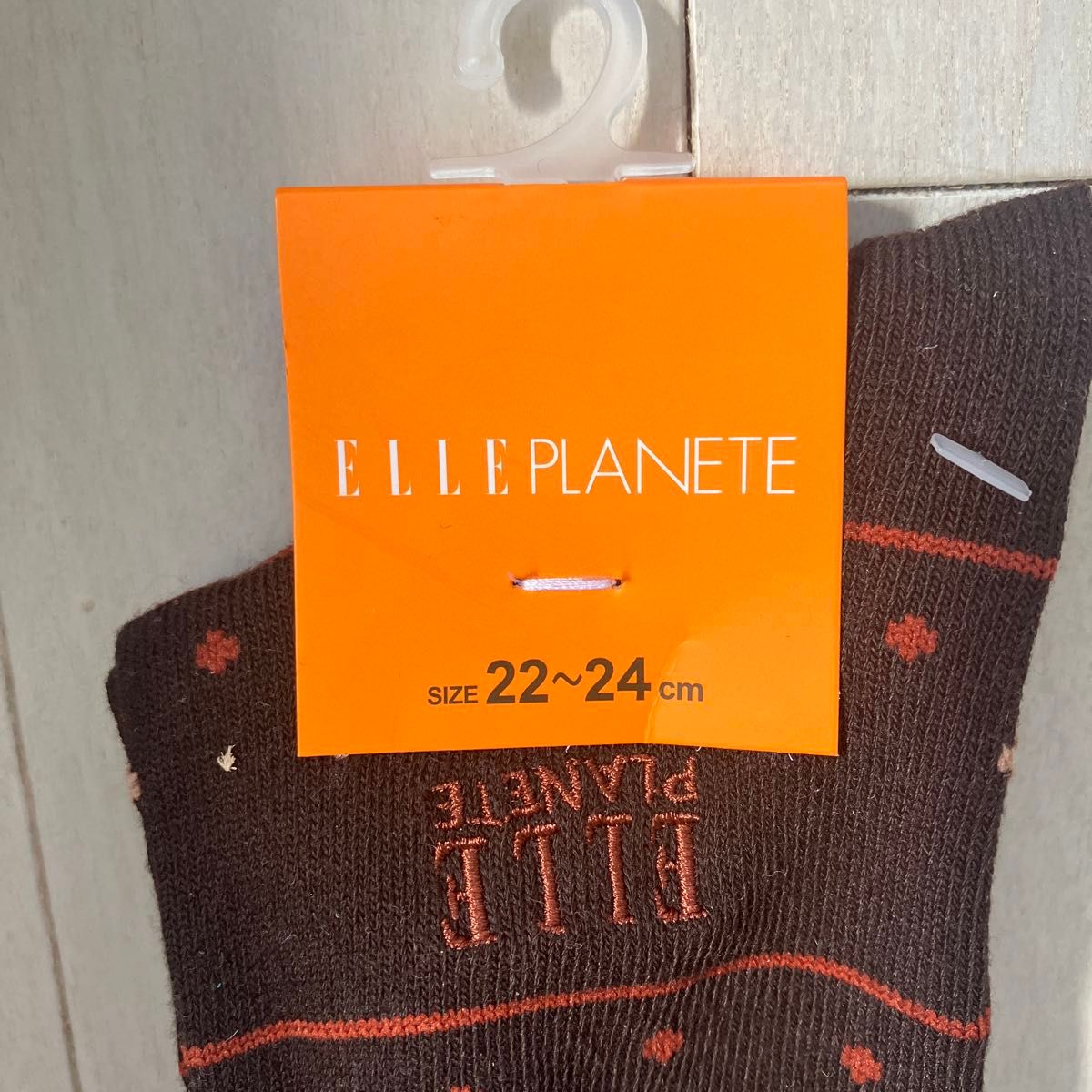 【新品】ELLE PLANETE  エルプラネット　ソックス　　ブラウン　22〜 24センチ 靴下 ソックス　