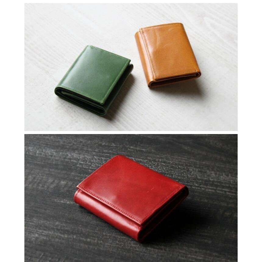 訳あり 本革 ミニ財布 三つ折り ミニマル ミニマリスト セカンドウォレット 極小財布 小さい スリム コンパクト 薄い カード レッド_当商品はレッドです。