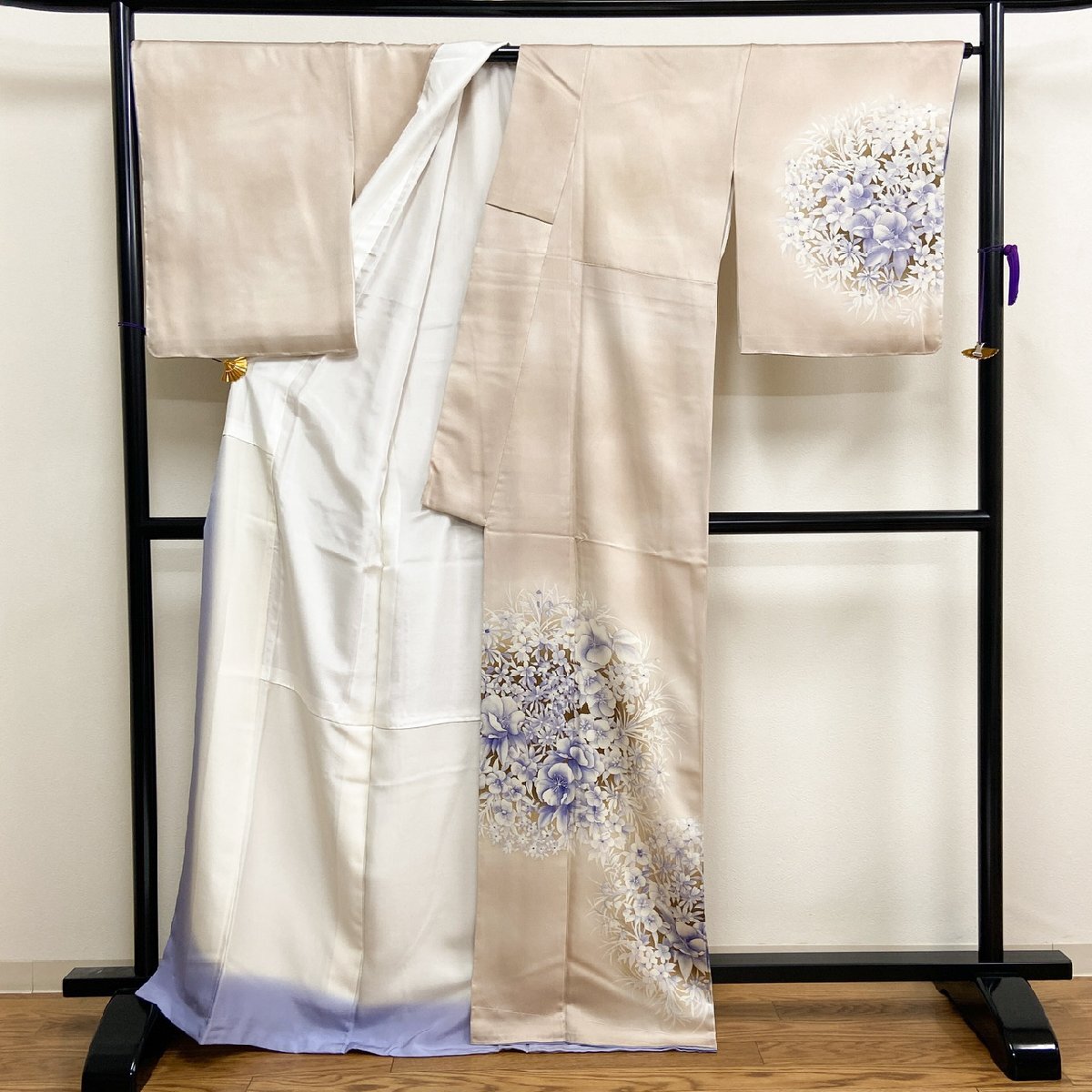 着物月花 斉藤三才 手描き染 品のある花 訪問着 正絹 ki1240の画像5