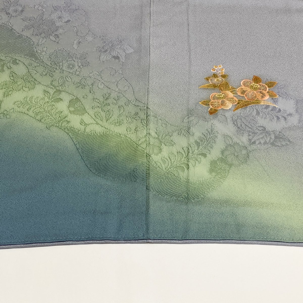 着物月花 総刺繍 蘇州刺繍 仙頭刺繍 ぼかし染 品のある花 訪問着 未使用品 正絹 ki1252の画像8